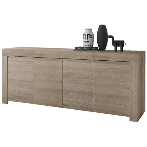 Mobile Multiuso Firenze - 4 Ante, Ripiani - Per Sala, Camera, Cucina, Ingresso - Legno In Truciolare Melaminico, 209,2 X 42 X 80,1 Cm - Foto 3