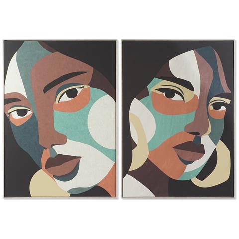 Quadro Dkd Home Decor 104 X 4,5 X 143,5 Cm Donna Coloniale (2 Unità) - Foto 1