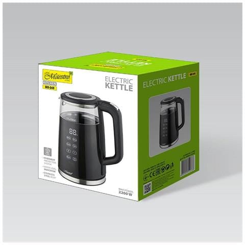Bollitore Mr-049 Nero Trasparente Cristallo Vetro Borosilicato 2200 W 1,7 L - Foto 2