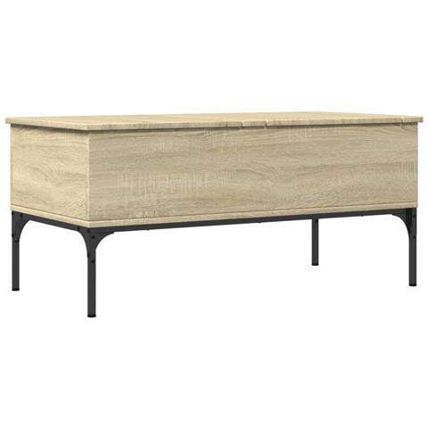 Tavolino Rovere Sonoma 100x50x45 Cm Legno Multistrato E Metallo - Foto 2