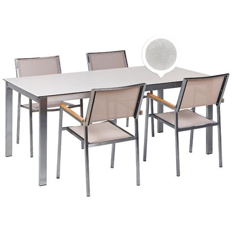 Set Da Giardino Vetro Bianco Con Sedie Beige 4 Posti Cosoleto /grosseto - Foto 7