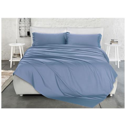 Parure Copripiumino Letto Matrimoniale 100% Raso Cotone Tinta Unita Made Italy Matrimoniale Niagara - Foto 1