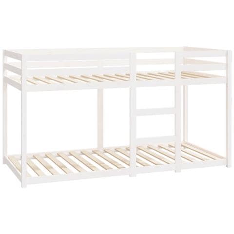 Letto a Castello Bianco 90x200 cm in Legno Massello di Pino - Foto 1