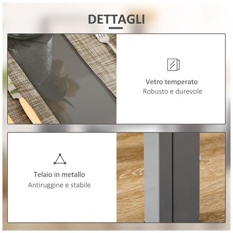 Set Da Pranzo 5 Pezzi Con 1 Tavolo Da Pranzo E 4 Sedie Moderne In Similpelle, Metallo E Vetro Temperato, Grigio - Foto 6