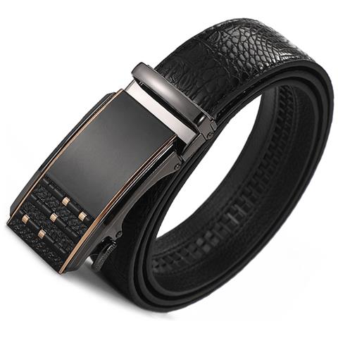 Cintura In Pelle Con Fibbia Automatica Gold - Foto 3