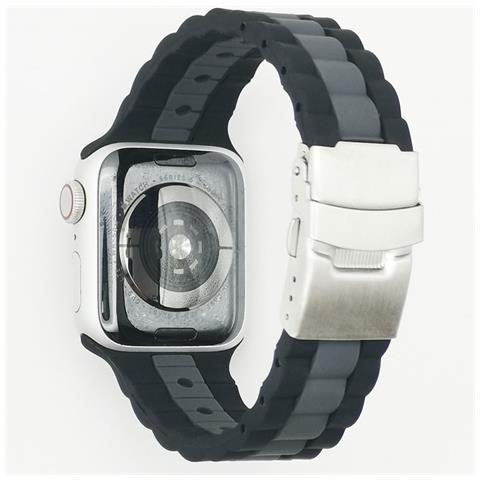 Cinturino Bicolore In Silicone Per Apple Watch Serie 1-7 E Se Black+grey - Foto 1