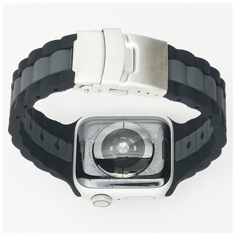 Cinturino Bicolore In Silicone Per Apple Watch Serie 1-7 E Se Black+grey - Foto 3