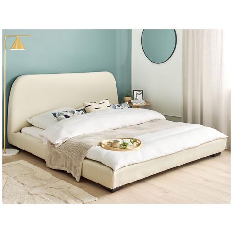 Letto Matrimoniale Tessuto Beige 180 X 200 Cm Roisel - Foto 1