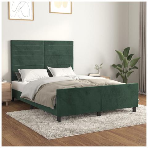 Giroletto Senza Materasso Verde Scuro 140x190 Cm In Velluto - Foto 1
