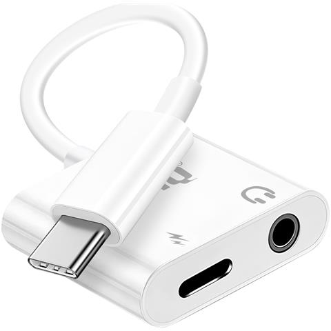 Adattatore Di Ricarica Usb-c Power Delivery E Audio Jack 3,5mm, Bianco - Foto 1