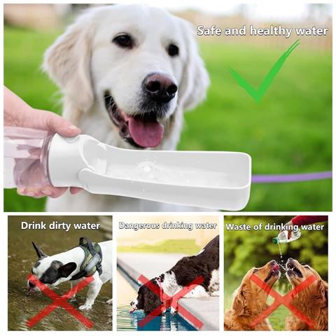 Bottiglia Portatile Per Cani Con Contenitore Per Alimenti Bianco 320ml - Foto 2