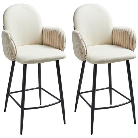 Set Di 2 Sedie Alte Amity Tessuto Beige Chiaro - Foto 2