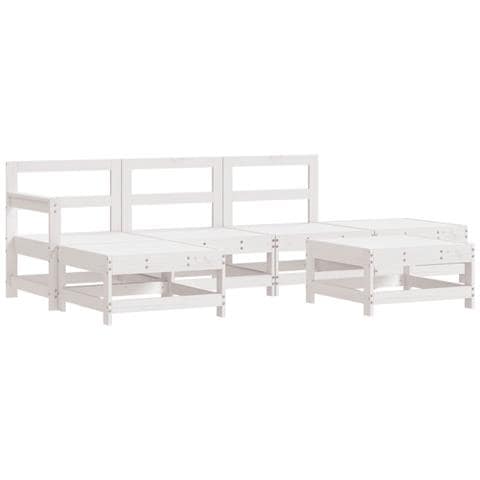 Set Salotto Da Giardino 6 Pz Bianco In Legno Massello Di Pino - Foto 2