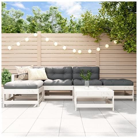 Set Salotto Da Giardino 6 Pz Bianco In Legno Massello Di Pino - Foto 1