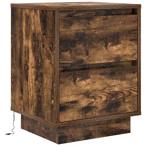 Comodino Con Luci Led Rovere Fumo 38x34x50 Cm - Foto 3