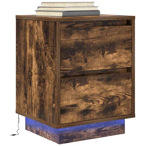 Comodino Con Luci Led Rovere Fumo 38x34x50 Cm - Foto 1