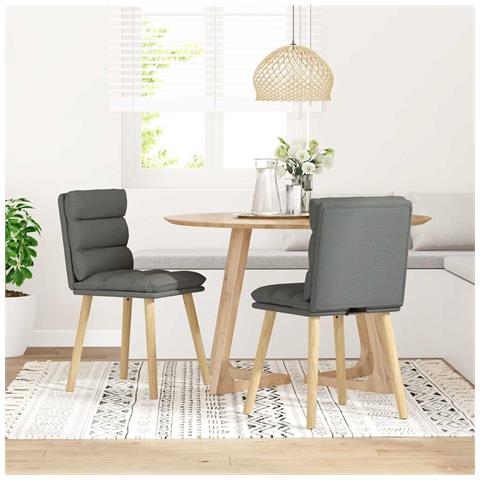 Sedie Da Pranzo 2 Pz Grigio Scuro In Tessuto - Foto 2