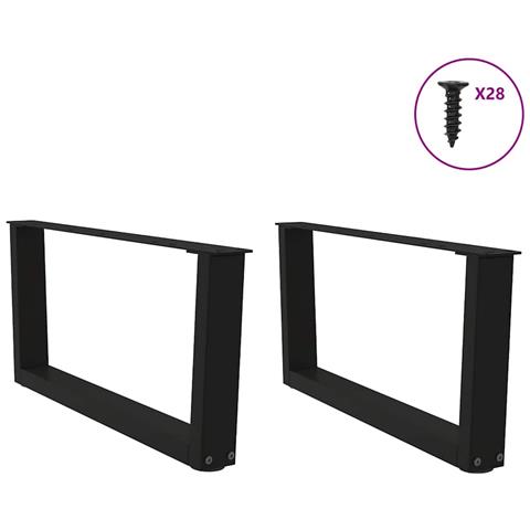 Gambe Per Tavolo Da Pranzo A V 2 Pz Nero 70x(30-31,3)cm Acciaio - Foto 3