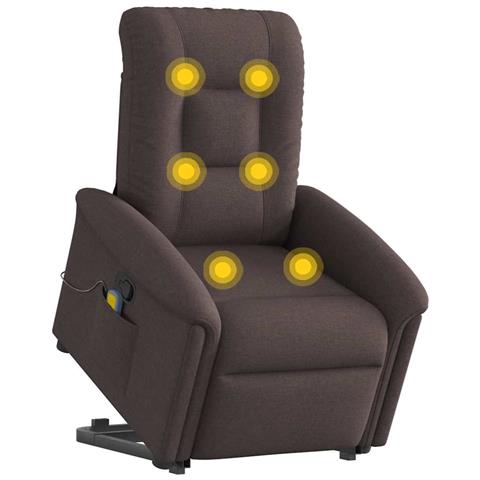 Poltrona Alzapersona Massaggi Reclinabile Marrone Scuro Tessuto - Foto 2