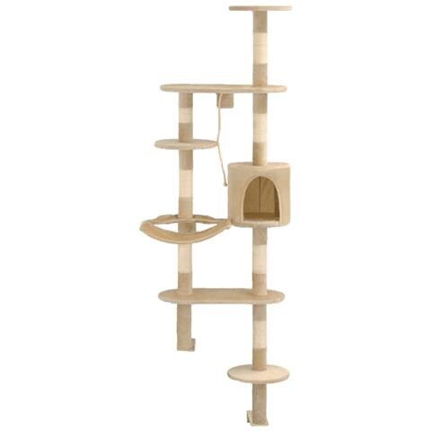 Lusso Casadino - Albero Per Gatti Con Tiragraffi In Sisal Da Parete 194 Cm Beige - Foto 1