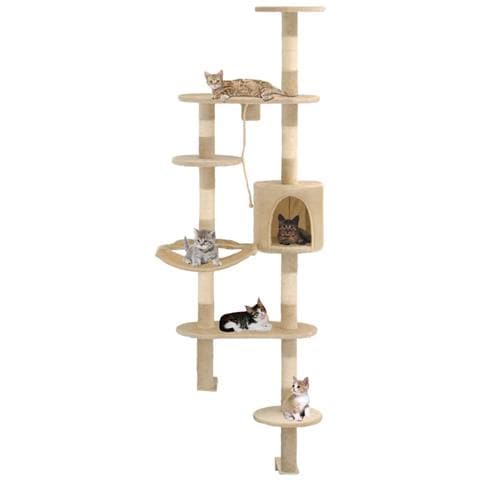 Lusso Casadino - Albero Per Gatti Con Tiragraffi In Sisal Da Parete 194 Cm Beige - Foto 8