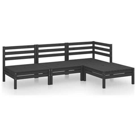 Lusso Casadino - Set Salotto Da Giardino 4 Pz In Legno Massello Di Pino Nero - Foto 1