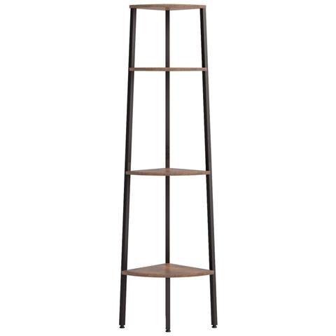 Scaffale Angolare A 4 Ripiani Marrone Scuro E Nero 45,5x31,5x150 Cm - Foto 2