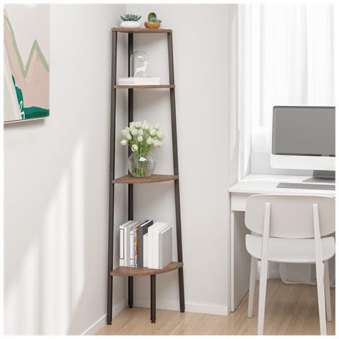 Scaffale Angolare A 4 Ripiani Marrone Scuro E Nero 45,5x31,5x150 Cm - Foto 8