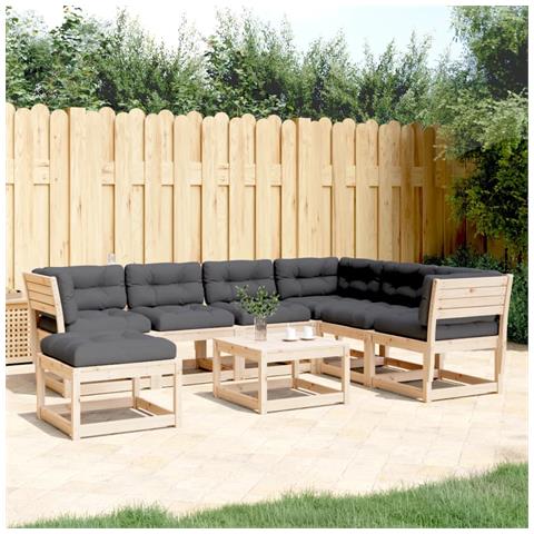 Set Salotto Giardino 7 pz Cuscini Antracite Legno Massello Pino - Foto 2
