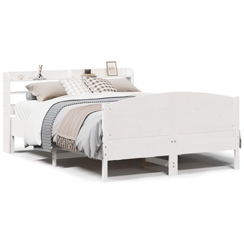 Letto senza Materasso Bianco 120x200 cm Legno Massello di Pino - Foto 1