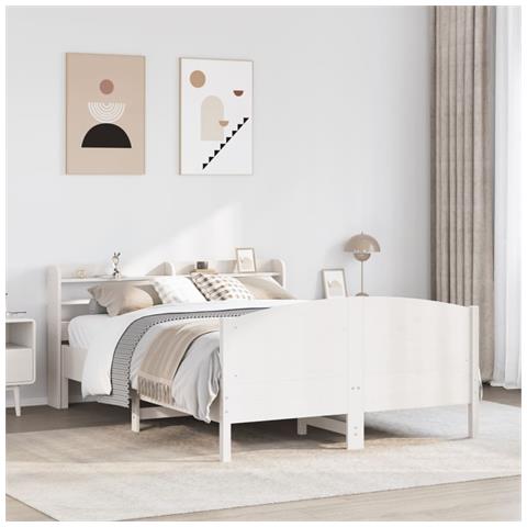 Letto senza Materasso Bianco 120x200 cm Legno Massello di Pino - Foto 2