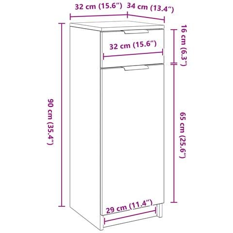 Mobile da bagno Rovere nero 32x34x90 cm in legno ingegnerizzato - Foto 8