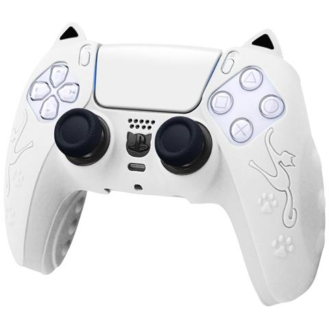 Custodia Protettiva In Silicone Per Controller Ps5 - Design Gatto Bianco, Antigraffio E Antiurto White - Foto 1