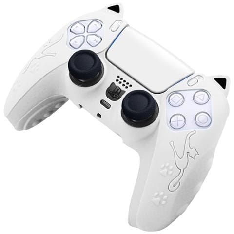Custodia Protettiva In Silicone Per Controller Ps5 - Design Gatto Bianco, Antigraffio E Antiurto White - Foto 2