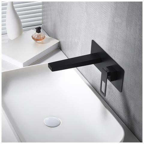 Imex Miscelatore Incasso Lavabo Monocomando Nero Opaco In Ottone E Zama Con Scatola Di Registrazione Corpo Incassato A Parete Due Parti Indipendenti - Modello Imex-bdc032-4ng Suecia - Foto 1
