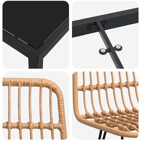 Set da Pranzo per Giardino 5 pcs Marrone Poly Rattan - Foto 9