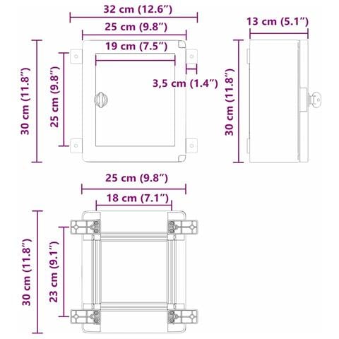 Armadietto di Controllo Grigio 25 x 13 x 30 cm Plastica ABS - Foto 9