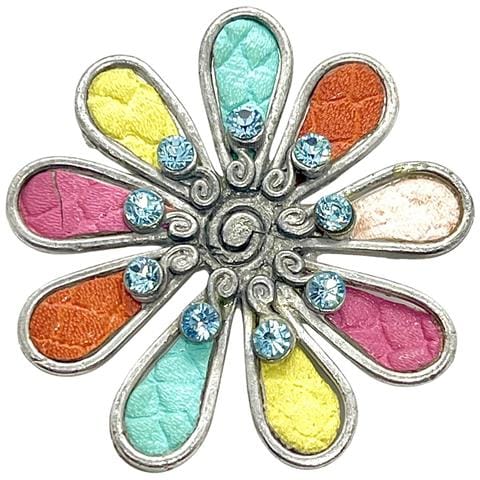 Spilla Margherita Multicolore Con Cristallo, Argento E 10µ - Foto 1