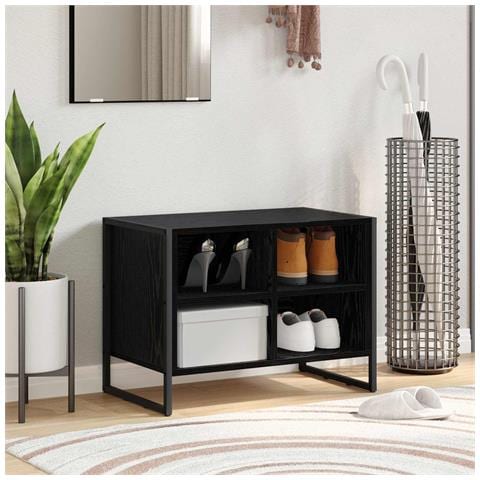 Mobile per scarpe Rovere Nero 60 x 35 x 44 cm Legno multistrato - Foto 2