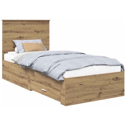 Struttura del letto con testiera Rovere artigianale 90 x 190 cm - Foto 1