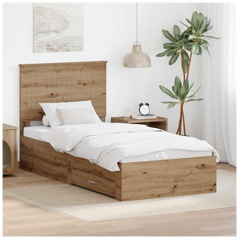 Struttura del letto con testiera Rovere artigianale 90 x 190 cm - Foto 2