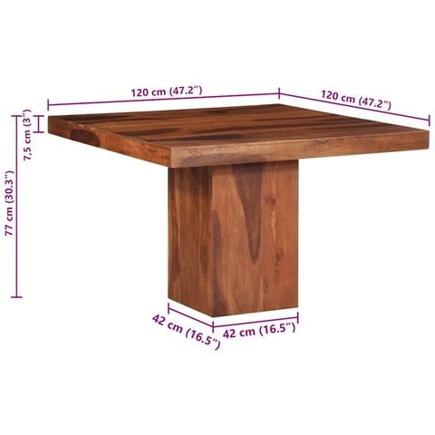 Tavolo da Pranzo 120x120x77 cm Legno Massello di Acacia - Foto 9