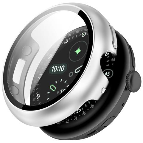 Custodia Protettiva Compatibile Con Google Pixel Watch 4 41mm - Pc + Vetro Temperato Silver - Foto 6