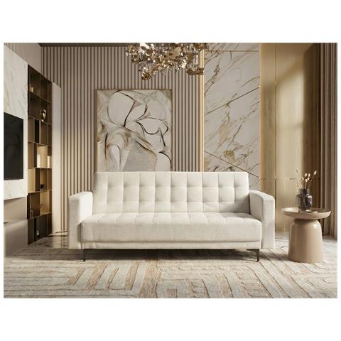 Divano Letto 3 Posti Aberdeen Tessuto Bianco Sporco - Foto 1