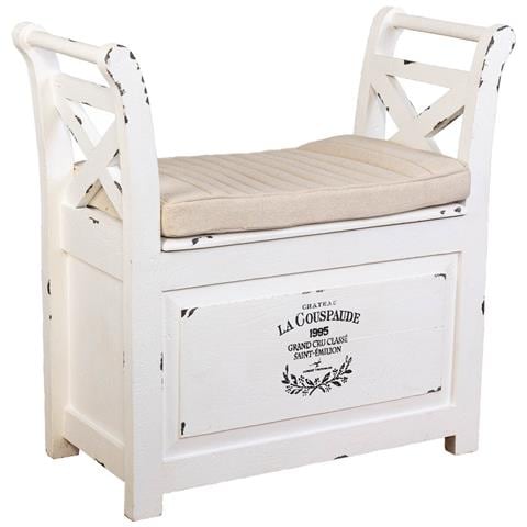 Sgabello In Legno E Metallo Con Cuscino Bianco 72x33x73h - Foto 1