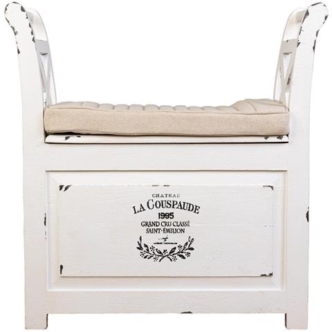 Sgabello In Legno E Metallo Con Cuscino Bianco 72x33x73h - Foto 2