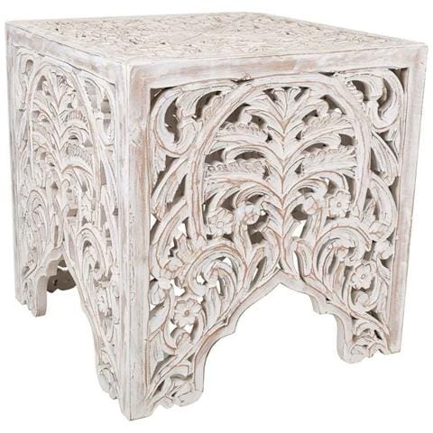 Tavolino In Legno Bianco Fatto A Mano 38x38x38h - Foto 1