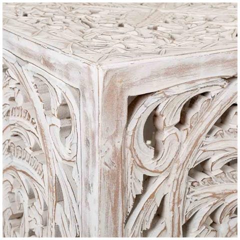 Tavolino In Legno Bianco Fatto A Mano 38x38x38h - Foto 4