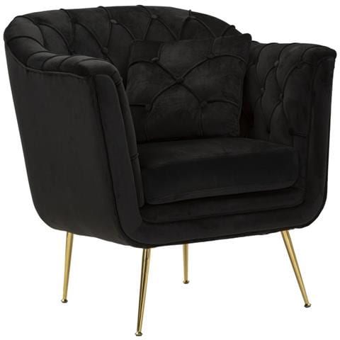 Poltrona Budapest Con Cuscino In Ferro E Tessuto Nero 88x83x91 Cm - Foto 1