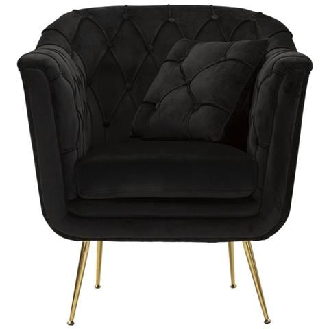 Poltrona Budapest Con Cuscino In Ferro E Tessuto Nero 88x83x91 Cm - Foto 2